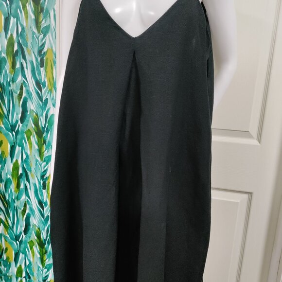 LOFT Black Linen Blend Lagenlook Prairie Linen Maxi Slip Dress Women's Size 10 - Picture 7 of 12